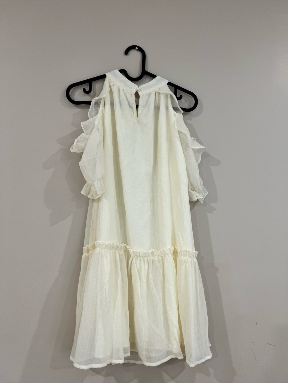 Cream Ruffle Sleeve Party Dress - Picture 2 of 2